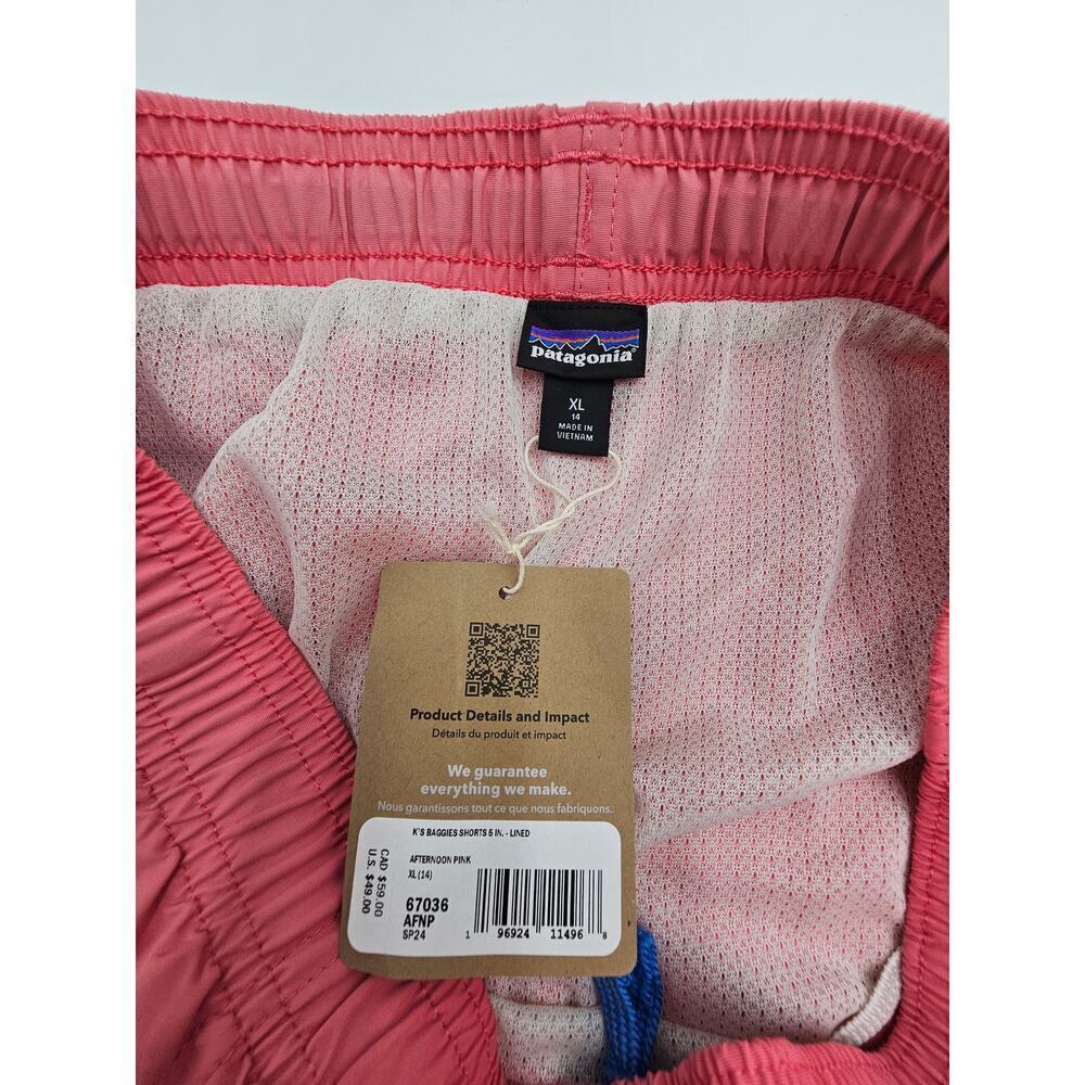 Patagonia Boys XL (14) - 5"  Baggies Lined Shorts - Afternoon Pink - Picture 6 of 7